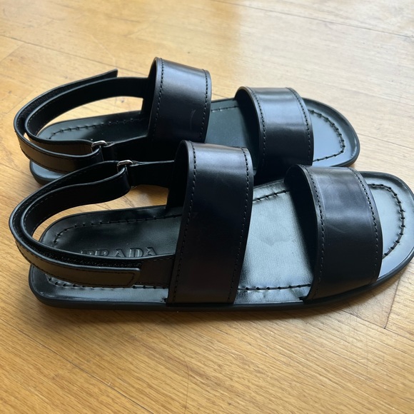 Black Prada Leather Sandals (men) - Picture 3 of 10